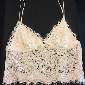 Express White Lace Crop Top